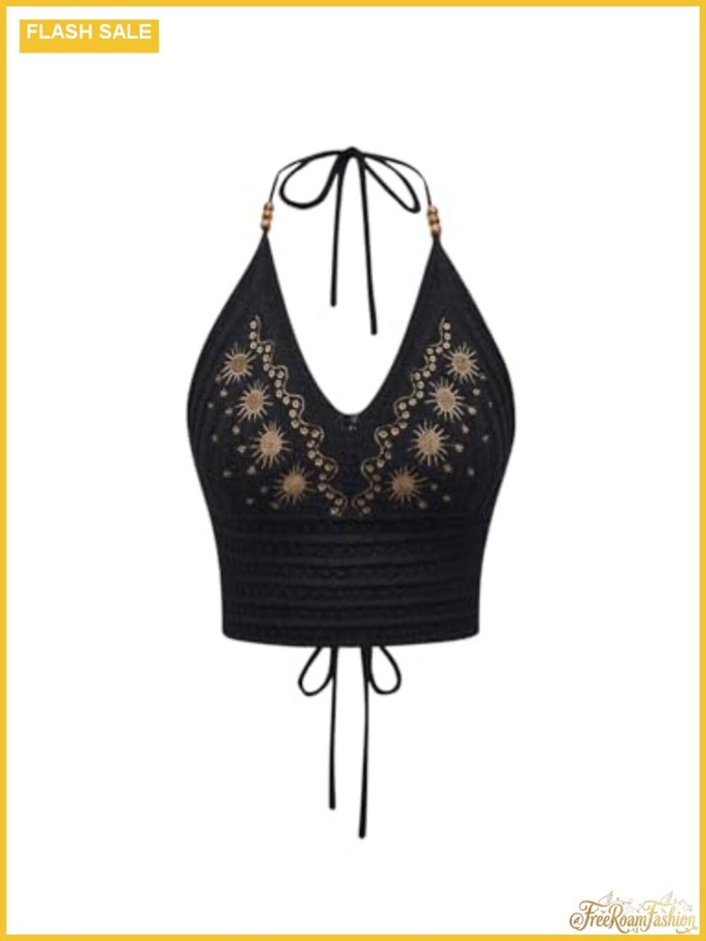 Crochet Halter Crop Top Boho Backless Sleeveless